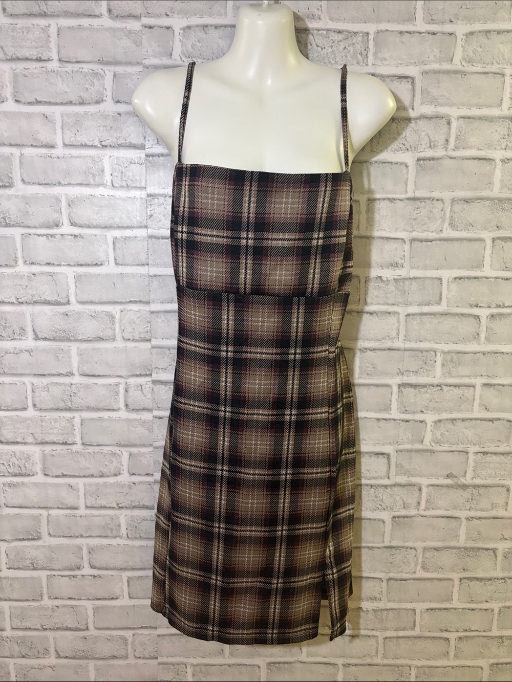 Aeropostale Brown and Black Square-Grid dress, XL